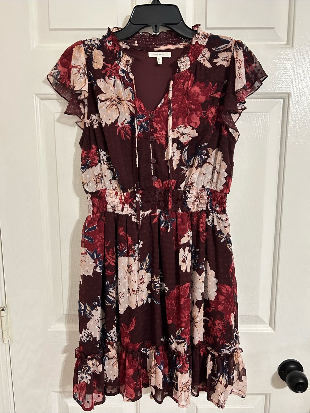Maurices Red Floral Button-Front Blouse